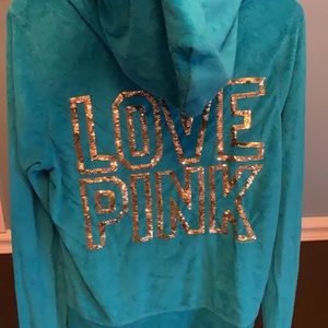 PINK zip up hoodie BLING size L